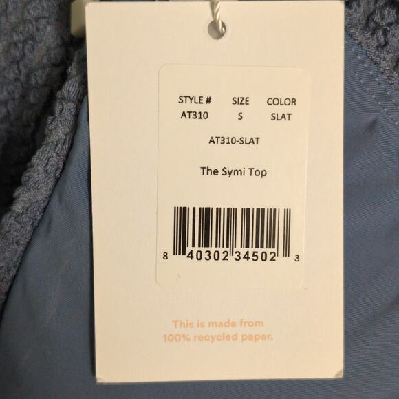 Andie Symi Top Bikini Macrame Slate Blue Adjustable V-neck Ruched S New - Picture 10 of 10